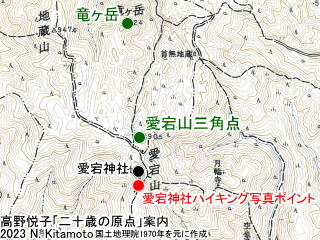 三角点と竜ヶ岳地図