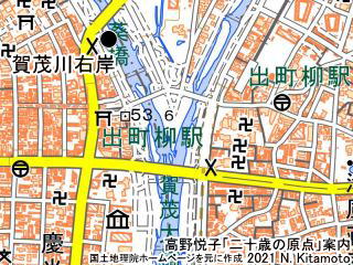 賀茂川右岸の地図