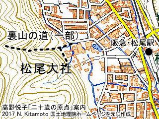 松尾大社の裏山の道地図
