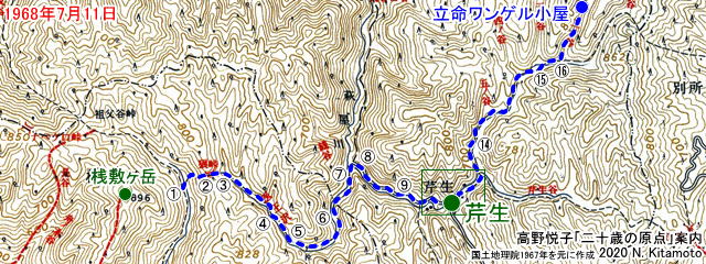 灰屋川と芹生の地図