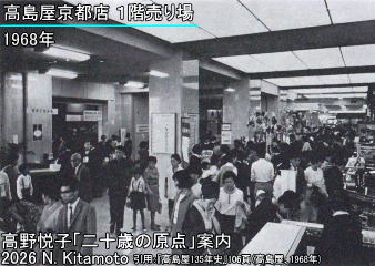 1968年当時の高島屋京都店の1階売り場エレベーター付近